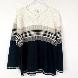 Reba Rose Cream/Black Striped Sweater Size 26/28